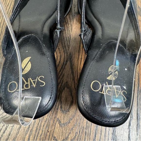 Franco Sarto Goldie black leather heel sandals size 10 - Picture 5 of 7